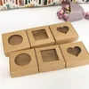 Gift Wrap 50pcs Paper Wedding Favor Gift Box Kraft Paper Cookies Candy PVC Windows Boxes Birthday Party Supply Accessories Packaging Box 230725