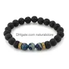 Pedra natural frisada preta lava fios pulseiras turquesa buda óleo difusor pulseira joias finas para mulheres drop delivery dhmad