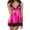 Vêtements de nuit pour femmes grosses femmes grande taille Satin dentelle robe sous-vêtements pyjamas chemise de nuit femme grande exotique à bretelles