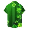 Chemises décontractées pour hommes combinaison hommes St. Patricks Day imprimé chemisier chemise à manches courtes col turedown T ensemble