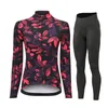 Bisiklet Jersey Setleri Bahar Sonbahar Uzun Ceket Nefes Alabası Kadın Giysileri Dağ Açık Triatlon Giyim Moda Bisiklet Kıyafetleri 230725