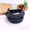 Bangle Hand Leather Cuff Button Adjustable Mtilayer Wrap Bracelet Wristand For Men Women Will And Sandy Fashion Jewelry Drop Delivery Dhvs3