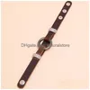 Bangle Metal O Ring Leather Cuff -knapp Justerbar armband Wristand för män Kvinnor Fashion Jewelry Drop Delivery Armband DHXSU