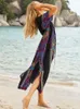 Основные повседневные платья плюс размер пляжная туника Kaftan Tunic Женщины летняя пляжная одежда прикрытие женского богемного пляжного платья Robe de Plage Sarongs Pareo 230726