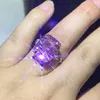 Marca Choucong Anillos de boda Joyería de lujo Plata de ley 925 Lagre Asscher PinkTopaz CZ Diamante Moissanite Fiesta de la eternidad Mujeres Anillo de boda Anillo de regalo