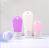 wholesale Silicone 38 ML 60 ML 90 ML Réutilisable Portable Mini Taille Bouteille D'alcool Petite Taille Voyage Désinfectant Pour Les Mains Bouteille avec Porte-Crochet Porte-clés JL1691