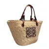 Pièce de piste classique : sac panier tissé à la main de grande capacité – fourre-tout de jardin en cuir véritable, sac à main pour femme à une épaule de style romain.