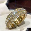 Cluster Rings Gold Diamond Ring Fl Crystal Donna Uomo Gioielli di moda Regalo di Natale 080512 Drop Delivery Dhbcr