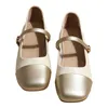 Zapatos de vestir 2023 Otoño Tacones bajos Ballet Mujer Tacón cuadrado Fiesta Moda gruesa Diseñador cómodo Trabajo de marca