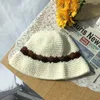 Berets Damen Hut Herbst und Winter warme gestrickte Fischermütze Hit Farbe Haken Blume Mode Topf japanische Eimer Hüte