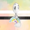 925 Silver Fit Pandora Charm 925 Armband Färg Lucky Cat Blue Planet Rainbow Charms för Pandora Charm 925 Silver Beads Charms