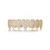 Hip Hop Full Teeth Caps Cubic Zircon Iced Micro Pave Top&bottom Charm Grills Set for Men Women Jewelry Gift 230726