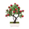 Fiori decorativi 1Pc Piante artificiali per la decorazione domestica Realistico Albero da frutto in ciliegio Bonsai in vaso Desktop Ornaments Table