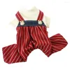 Dog Apparel Decorative Four-legged Pet Cat Striped Bodysuit Clothes Daily Wear