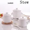 Bowls Fashion White Enameled Ceramic Soup Pos Heat-resistant Casseroles Ceramique Stewing Pot Cookware