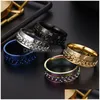 Band Rings Roman Numerals Rotatable Ring Relieve Pressure Stainless Steel Spin Chain Men Women Will And Sandy Fashion Jewelry Drop Del Dhw3S