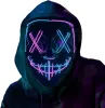 LED GLOW Black V-Shaped Mask Cold Light Halloween Mask Ghost Step Dance Glow Fun Valårets festival roll Spela klädtillförsel Party Masks