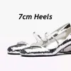 Kleidschuhe 2023 Designer Frauen Kristall Dreieck Mary Janes Chic Metallic Silber Rhombic Leder High Heels Pumps Party