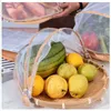 Storage Baskets Hand-Woven Food Tent Basket Tray Vegetable Bread Fruit Container Net Mesh Cover Anti Dust Proof Outdoor Picnic R230726