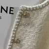 Vestes pour femmes printemps et automne col rond tissu de laine tempérament dame manteau court hors blanc Tweed veste J230726