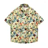 Herrenjacken 2023 Hawaiian Herren Strandhemd Kurzarm Übergroßer Druck Kokosnussbaum Muster Männliche Kleidung Harajuku Tops Sommermode