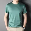 Mäns T-skjortor 2023 Mulberry Silk T-shirts Högkvalitativ kort ärm Solid Color Thin Male Summer Round Collar Casual Man Tees