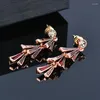 Dangle Earrings LEEKER Vintage Red Blue Enamel For Women Cubic Zircon Hanging Jewelry 2023 Trend LK3