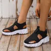 Sandálias de plataforma de malha feminina 2024 Summer Casual Fish Mouth Sports Grande Tamanho Voador Tecido Sapatos Flates Sandalia 83