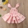 Robes de fille d'été pour enfants fille rose à carreaux robe à volants enfant en bas âge bébé princesse robe en couches anniversaire robes de fête de mariage vêtements pour enfants 230725