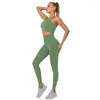 Active Sets 2-delig Naadloze yogaset Dames Sportkleding Trainingskleding Gym Legging Fitness BH Crop Top Lange mouw Sportpakken