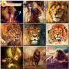 Calligraphy Oil Painting by Numbers Animal Lion Family for Drawing Adult Kit on Canvas with Frame Acrylic Handpainted Paint Home Decoration