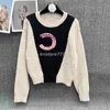 Kvinnors stickor Tees Designer Sweaters Tops With Beads Crystal Letter Runway Viscose Crop Top T Shirt Luxury Brand High End Elasticity Pullover Jumper Outwear 5tav