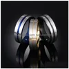 Band Ringen Rvs Groef Kruis Blauw Zwart Goud Vinger Ring Vrouwen Mannen Mode-sieraden Zal En Sandy Drop levering Dh80V