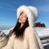 Cappelli a tesa larga Bucket 2023 y2k Fluffy Faux Fur Hat Donna Coniglio Caldo peluche spesso Inverno Lady Luxury Fashion Party Panama Fisherman Cap 230726