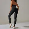 Aktive Sets Nahtloses Yoga-Set, gerippte Workout-Outfits für Frauen, Trainingsanzug, 2 Stück, hängender Hals-BH, hohe Taille, Leggings, Fitness-Studio-Kleidung