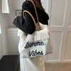 Autumn Models Personalized Canvas Letters Embroidery Tote Bag Large Capacity Bag Bag Shoulder Bucket Women's Bag 0818
