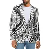 Herenkostuum Polynesische Tribal Pohnpei Totem Tattoo Prints Hoge kwaliteit Mode Business Casual Jas Slanke Een Knop V-hals Pak Jas