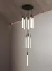 Lampes Suspendues Moderne Led Lustre Doré Noir Duplex Villa Escalier En Colimaçon Lampe Salon Long Tube Intérieur Éclairage Décoratif