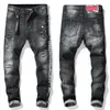 Mens Jeans Men Jean Street Pants Trend Zipper Decoration Ripped Ripps Stretch Black Fashion Slim Fit Washed Motocycle Denim Paneled Trousers Fayc