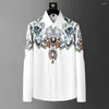 Men's Casual Shirts 20233 Autumn Luxury Retro Printed Shirt Long Sleeve Slim Fit High-quality Social Business Dress M-5XL