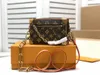 Тотасы мини -мягкий багажник M44735 ручная сумка плечо женская роскошная дизайнерская коробка мешки сцепления коричневая цветочная цепь фашио мужские