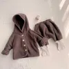 Kläduppsättningar Kläduppsättningar 0-24m Born Kid Baby Boy Girls Winter Clothes Set Hooded Fleece Warm Coat Top Pants Passar Tjock Jacket 2st Outfit Z230726