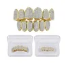 Hip Hop Top Bottom Teeth Grillz Micro Inset Zircon Teeth Fangs Grillz 925 Sterling Silver Moissanite Grillz Body Jewelry