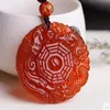 Natural Jade Gift Dragon och Phoenix Gossip Red Agate Big Belly Buddha Ping En Lucky Lucky Pendant Necklace2668