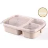 3 Grid Wheat Straw Lunch Box Microwave Bento Box Quality Health Natural Student Portable Food Storage Box