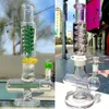 Vidro Reciclador Grosso Narguilé Congelável Coil Condensador Tubo de Água Braço Árvore Perc Cyclone Bongs Azul Verde Espiral Plataforma de Petróleo Bubbler Tornado Fumar Shisha