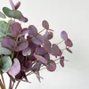 Decorative Flowers 5Pc Latex Film 3D Feel Eucalyptus Leaf Artificial Green Plants Wedding Flower Arrangement Material Luxury Home Decoration