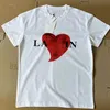 THERTS للرجال SS23 مصمم Lanvins T Shirt طباعة Red Heart Short Short French Tiktok فضفاضة تي شيرت حب زوجين عاشق 2023