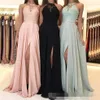 2019 Neues Brautjungfernkleid aus Chiffon mit Spitzenapplikation und langem Brautjungfernkleid für Hochzeitsgäste, Partykleid269E