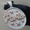 Hiphop Customized Big Size Round Shaped Word Letter Name Full Iced Out Round Plate Pendant